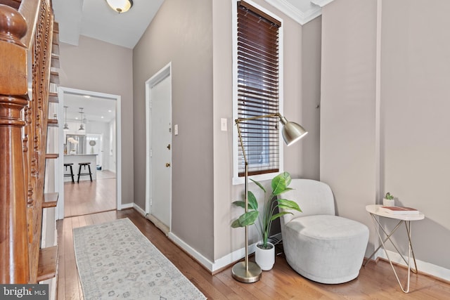 interior space with baseboards and hardwood / wood-style floors