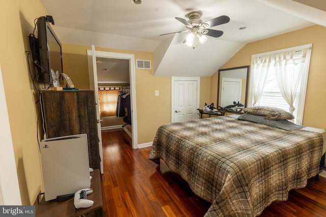 1858 47th St, Pennsauken, NJ 08110 - bedroom with baseboards, lofted ceiling, wood finished floors, and visible vents