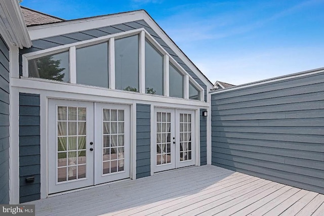 wooden deck with french doors