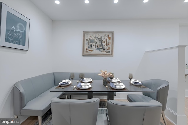 dining area featuring recessed lighting