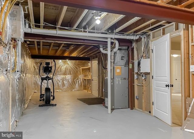 unfinished below grade area with heating unit