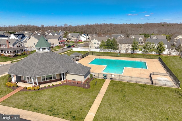 bird's eye view featuring a residential view