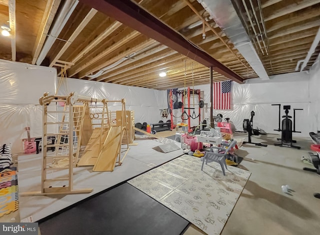 view of unfinished basement