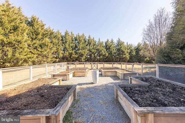 view of yard with fence and a garden