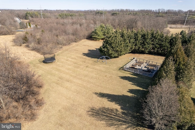 birds eye view of property featuring a rural view