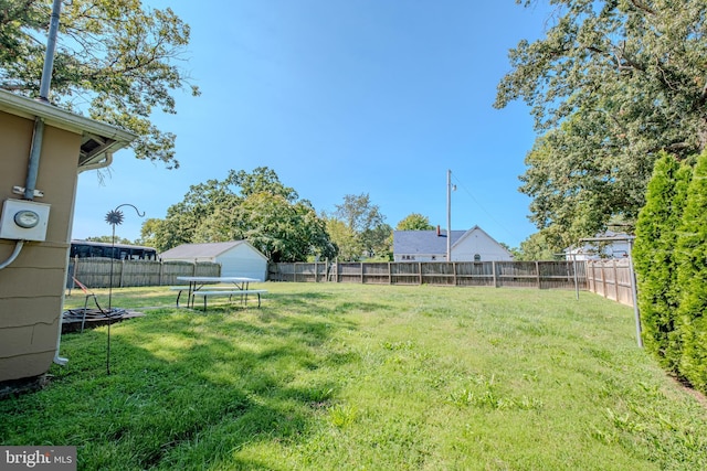 view of yard featuring a fenced backyard