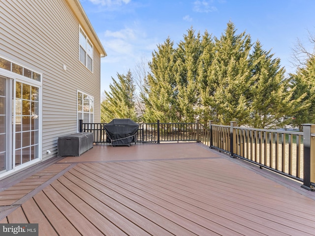 deck featuring area for grilling