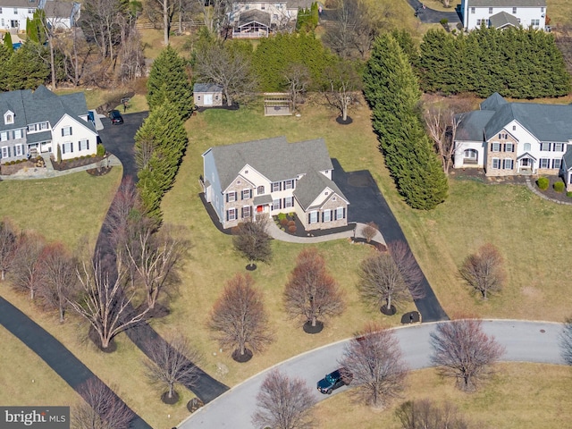 aerial view with a residential view