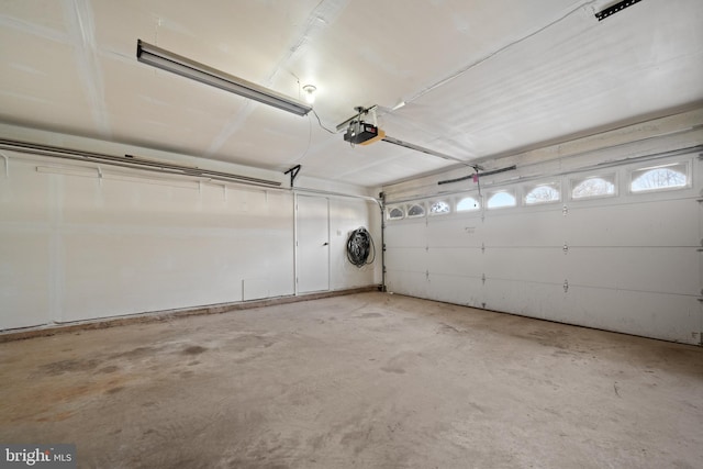 garage with a garage door opener