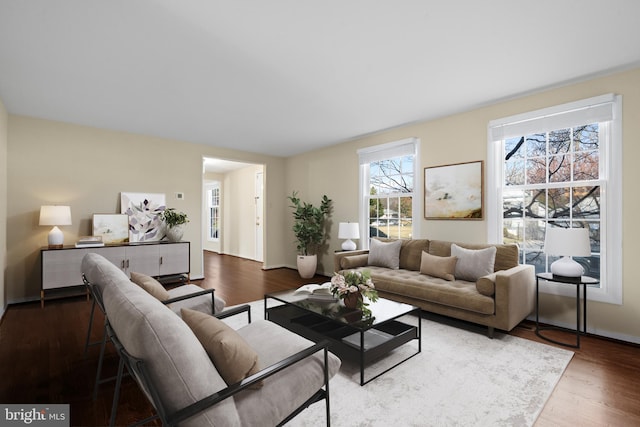 living room with wood finished floors