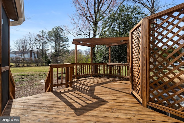 wooden deck featuring fence