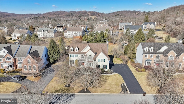 aerial view with a residential view