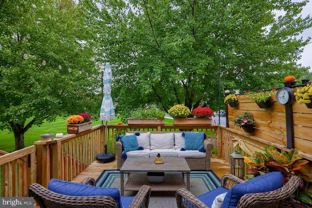 deck with an outdoor living space