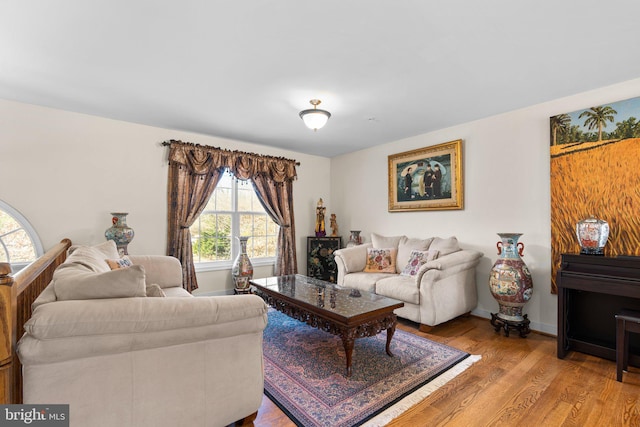 living area with wood finished floors