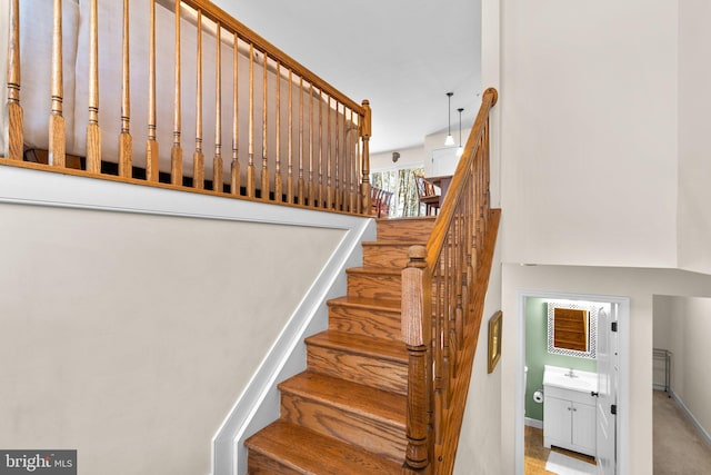 stairway with baseboards