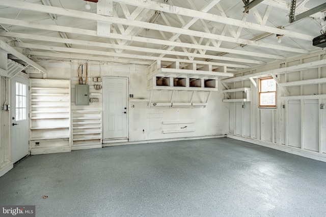 garage with electric panel