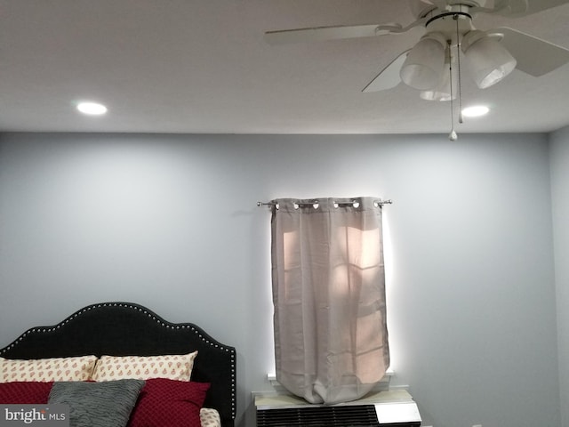 bedroom featuring recessed lighting and ceiling fan