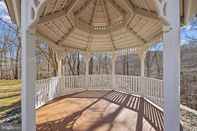 wooden terrace with a gazebo