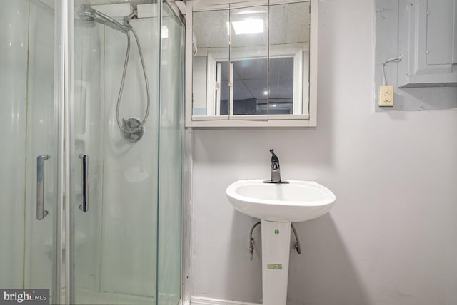 bathroom featuring a stall shower