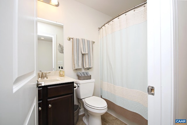 2444 Winthrop Dr, Charlottesville, VA 22911 - bathroom featuring tile patterned floors, a shower with curtain, toilet, and vanity