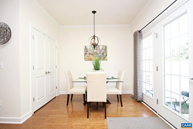 2444 Winthrop Dr, Charlottesville, VA 22911 - dining space featuring a wealth of natural light, wood finished floors, and ornamental molding