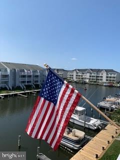 view of dock featuring a water view