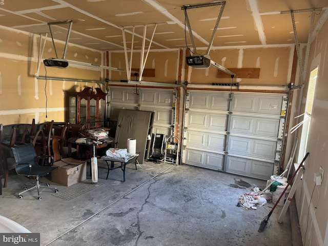 garage with a garage door opener