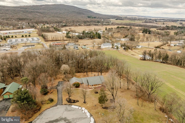 aerial view with a rural view and a mountain view