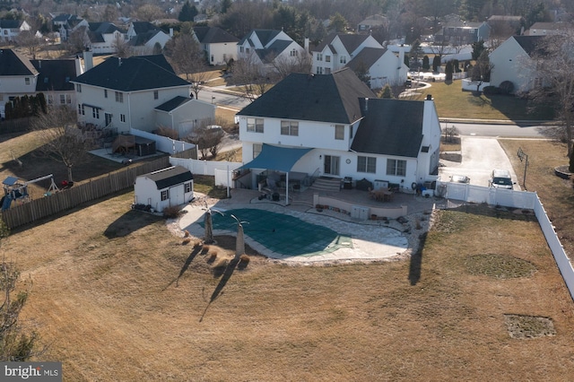 bird's eye view with a residential view