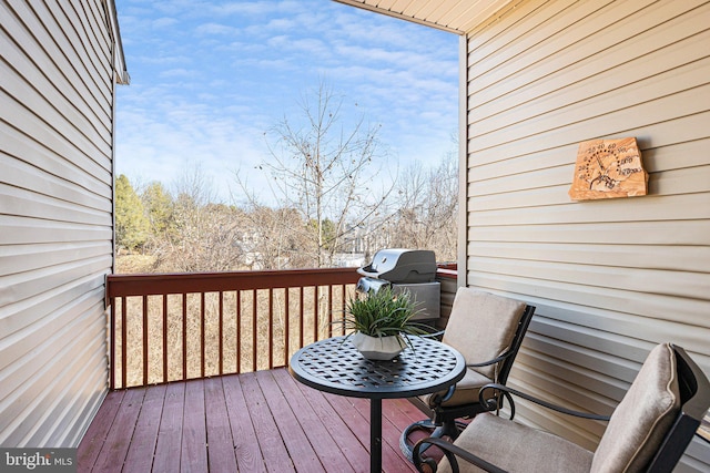 wooden deck with area for grilling