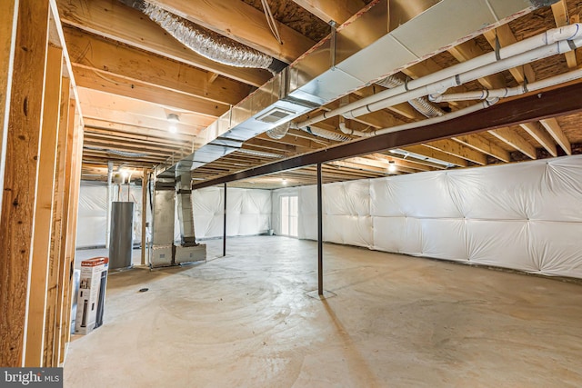 view of unfinished basement