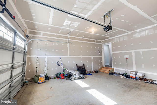 garage with a garage door opener