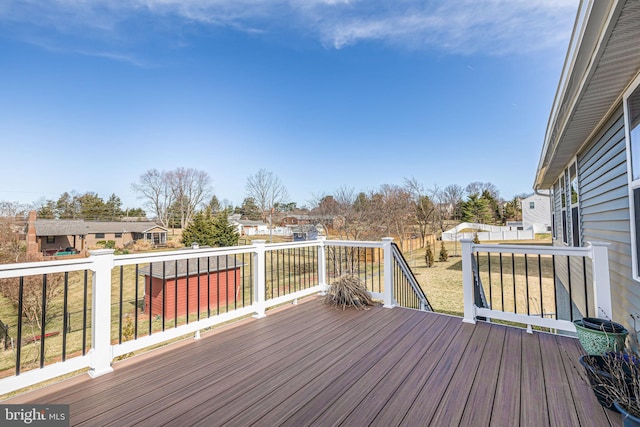 deck with a residential view