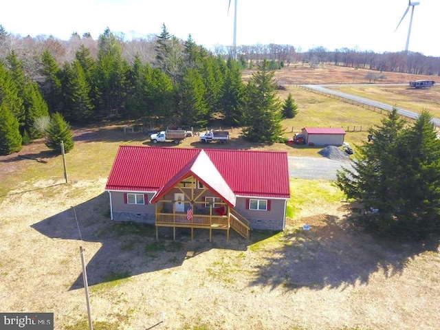 drone / aerial view with a rural view