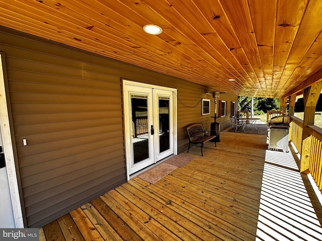 wooden terrace with french doors