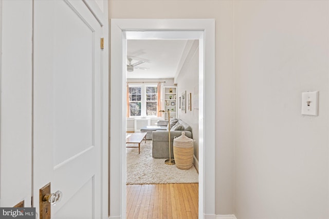 hall featuring wood finished floors