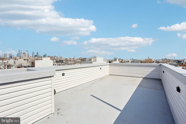 view of patio with a city view