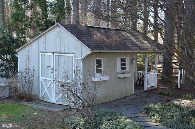 view of shed