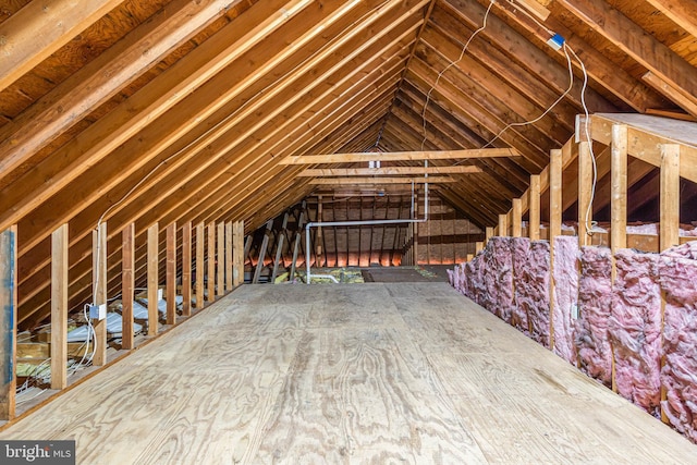 view of unfinished attic