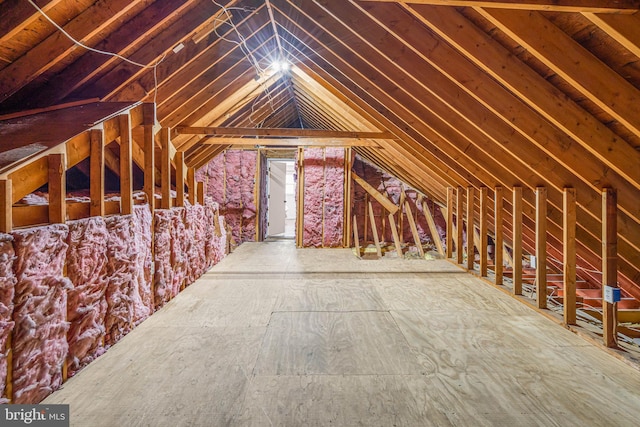 view of unfinished attic