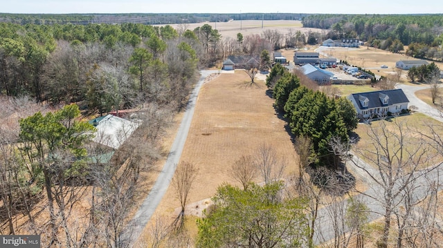 birds eye view of property featuring a rural view