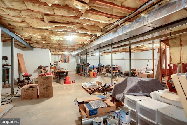 view of unfinished basement