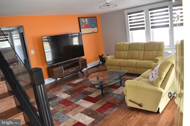 living area with wood finished floors