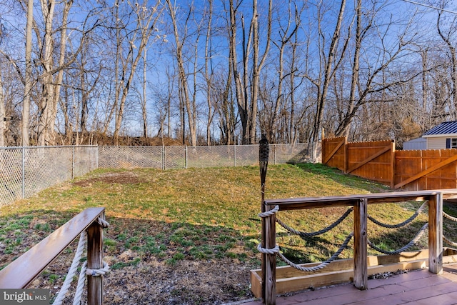 view of yard with a fenced backyard