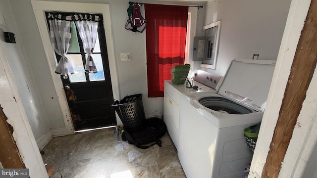 28 Harding Ave, Pennsville, NJ 08070 - clothes washing area with a healthy amount of sunlight, washer and clothes dryer, laundry area, and electric panel