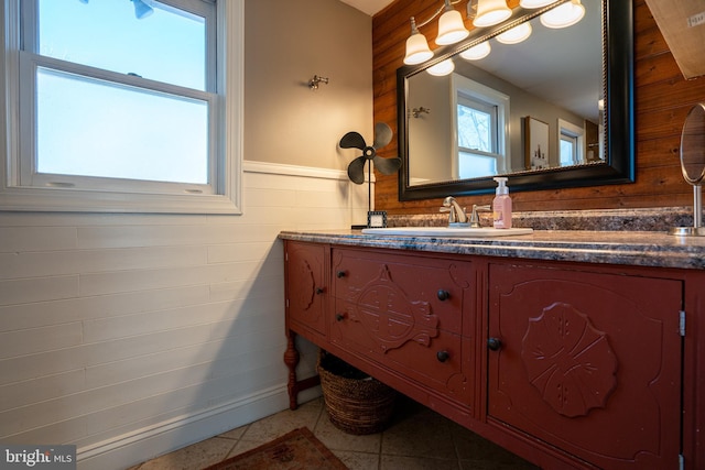 bathroom featuring vanity and wainscoting