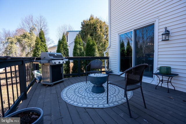 deck featuring area for grilling