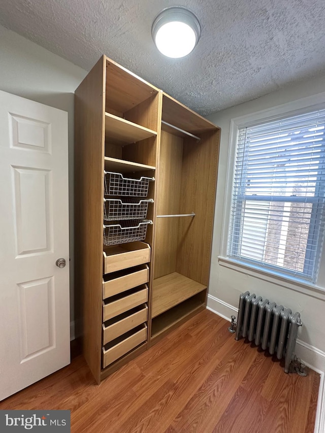 closet with radiator heating unit