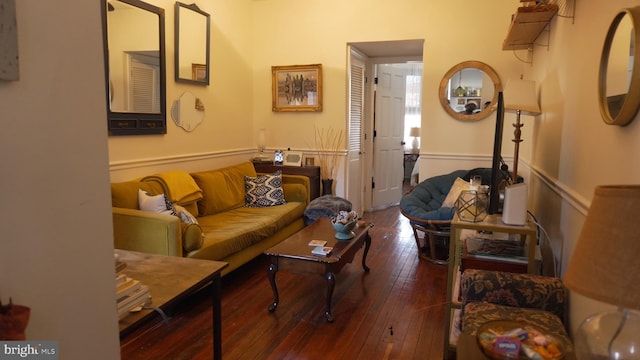 living area with wood-type flooring