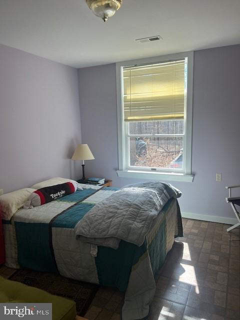 bedroom with visible vents and baseboards